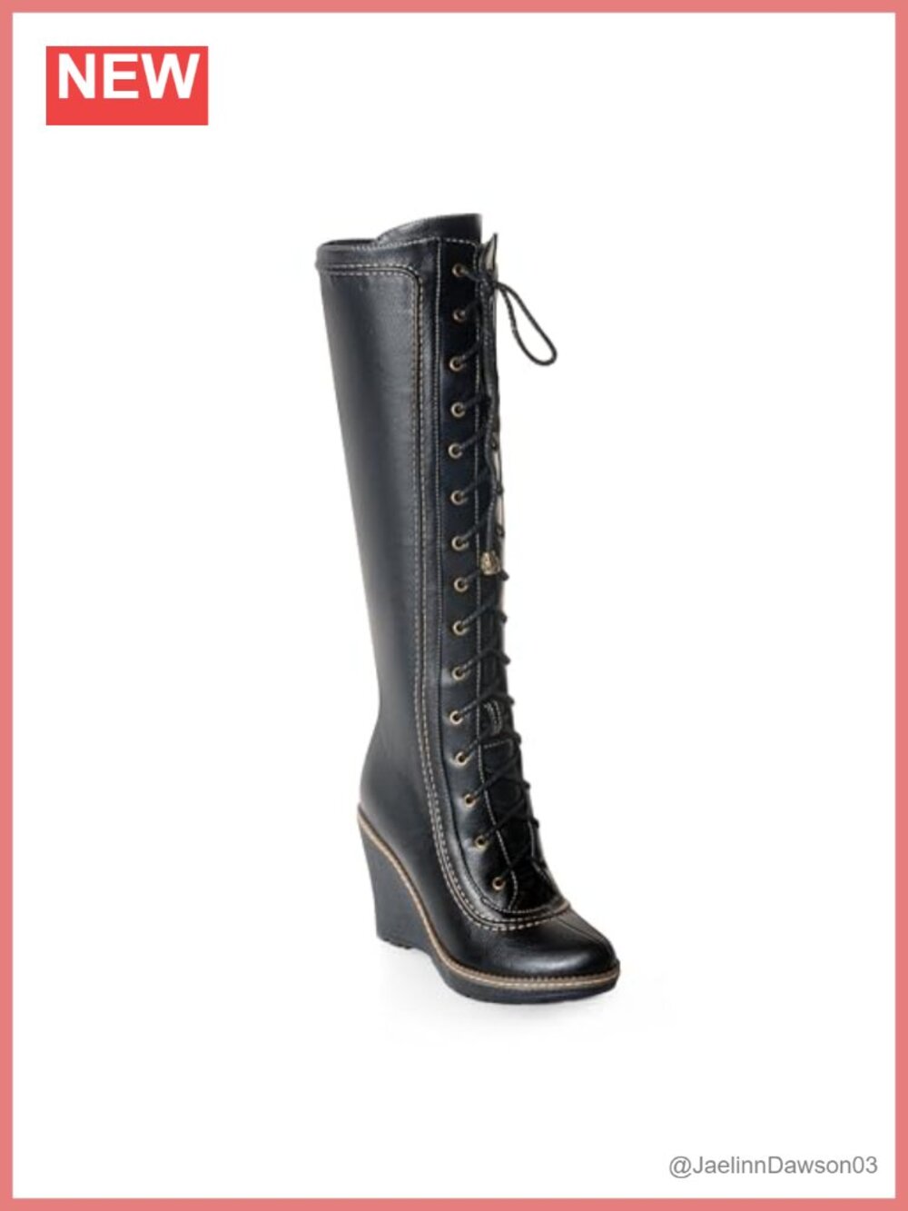 ANN CREEK Knee High Wedge Boots for Women Faux Leather Round Toe Tall Heeled